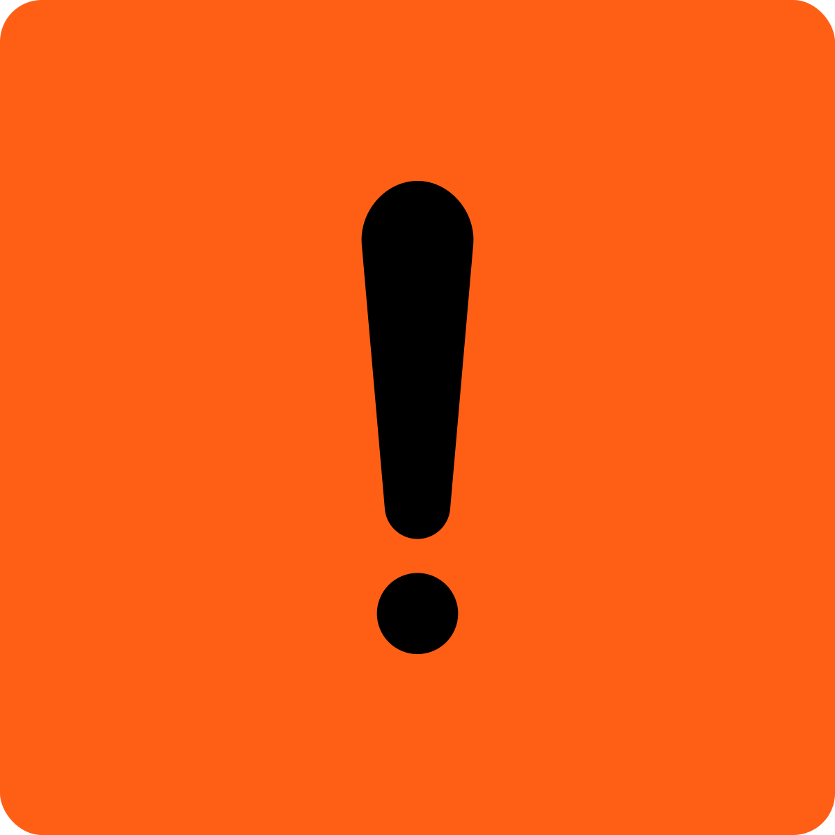 Exclamation point icon in safety orange